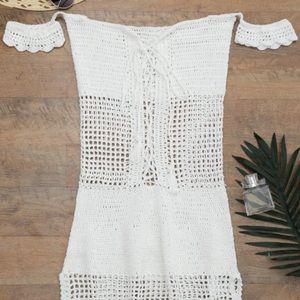 New With Tags White Bathing Suit Cover Crotche